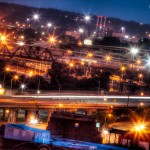 At the maximum 400 mm focal length on my telephoto lens toward part of the West Bottoms.