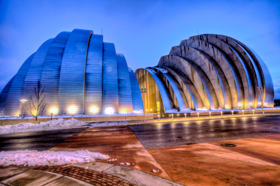 Kauffman Center in the Snow