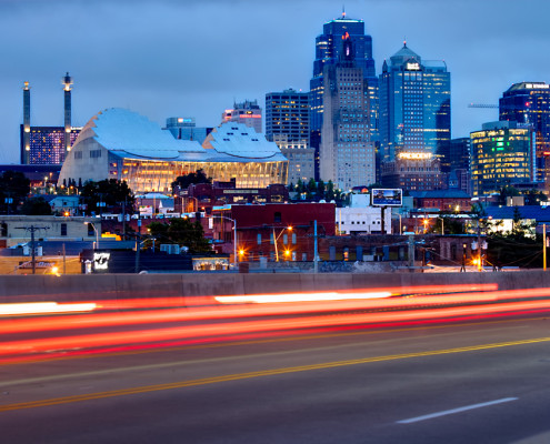 KCMO Skyline & Union Station Trains, June 2015