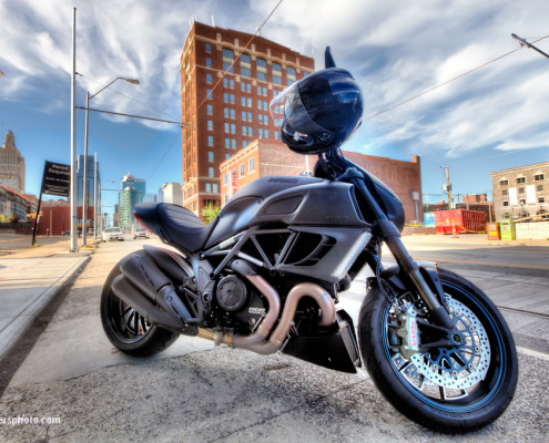 Ducati Testratretta II motorcycle parked city street