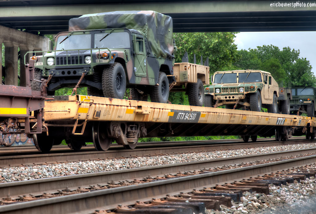 Army Trucks on Train