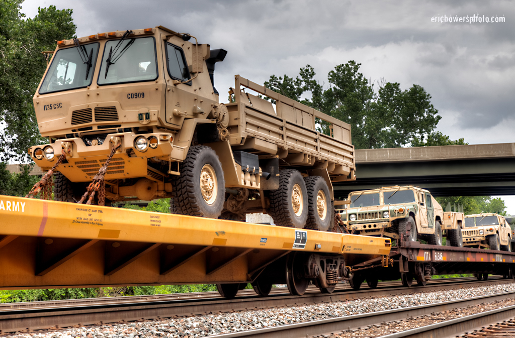 Army Trucks on Train