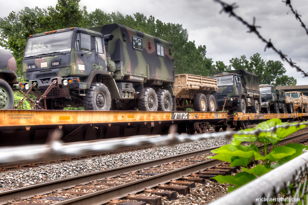 Army Trucks on Train