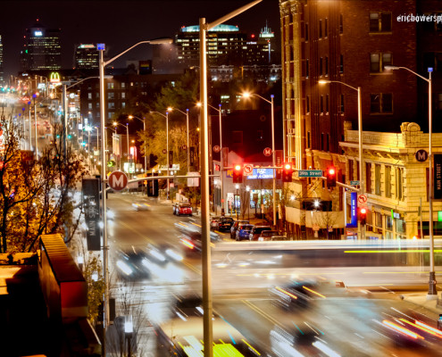 Busy City Street at Night