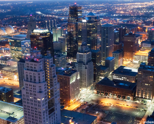 City Skyline Dusk Aerial Photography