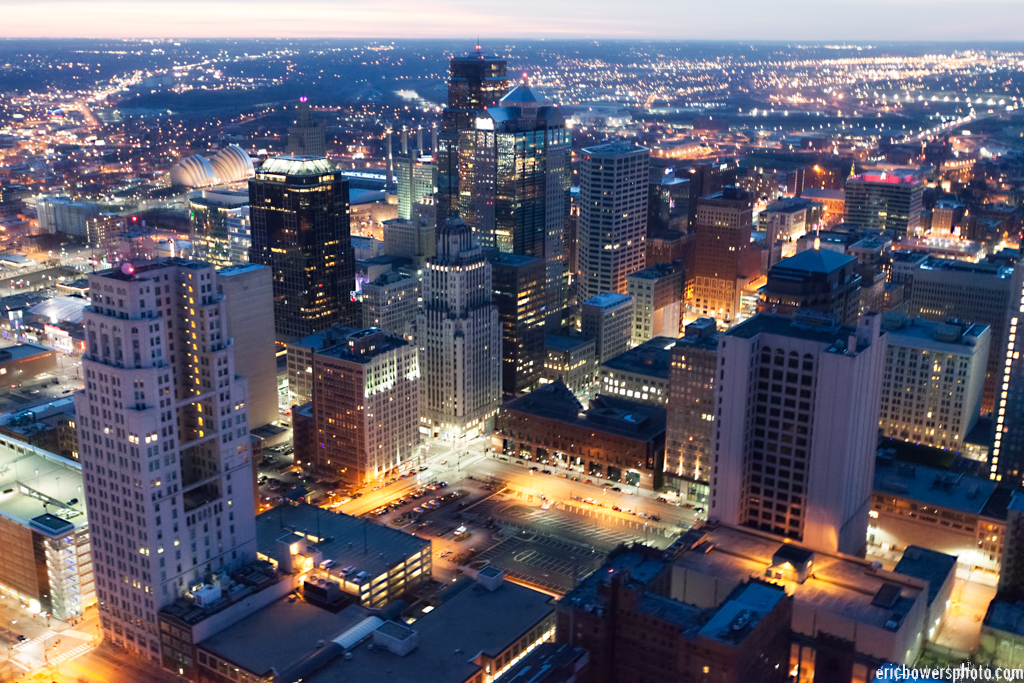 City Skyline Dusk Aerial Photography