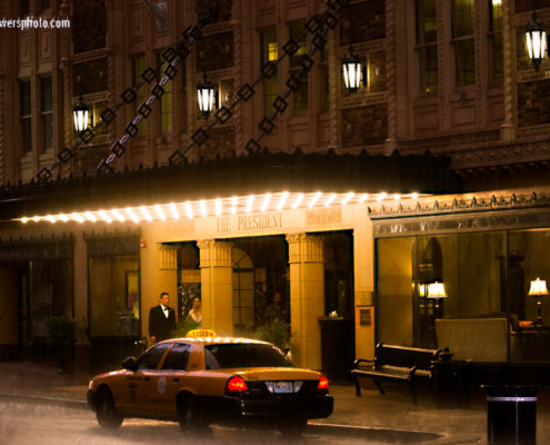 Downtown KC Hotel President on a Rainy Night