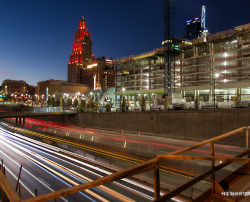 Downtown KC Highway Traffic with Two Light Construction