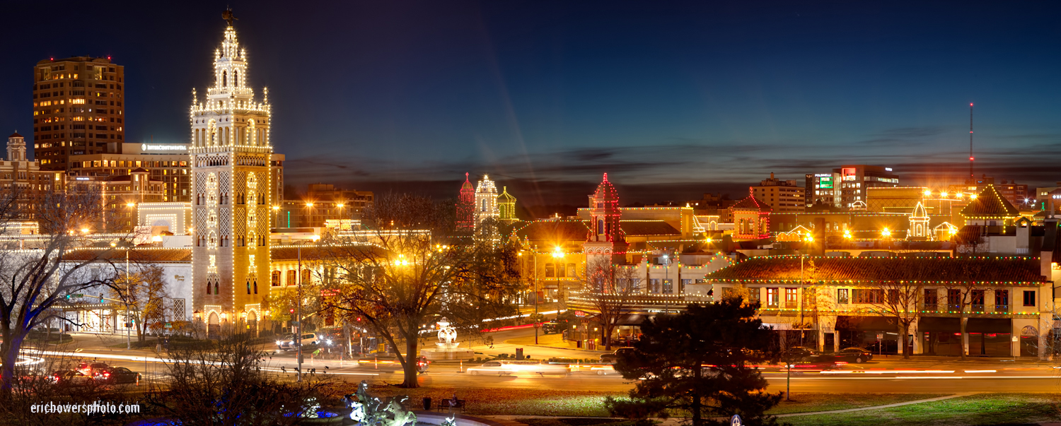Kansas City Plaza Lights Panorama Photo