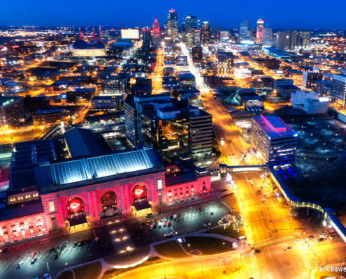 Kansas City Chiefs Red LED Lighting Aerial Pics