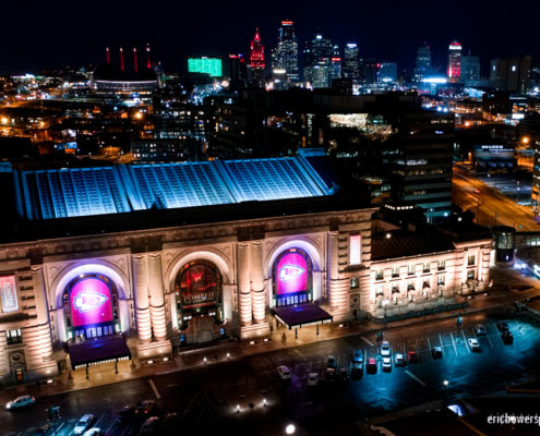 Kansas City Union Station Elevated View at Night