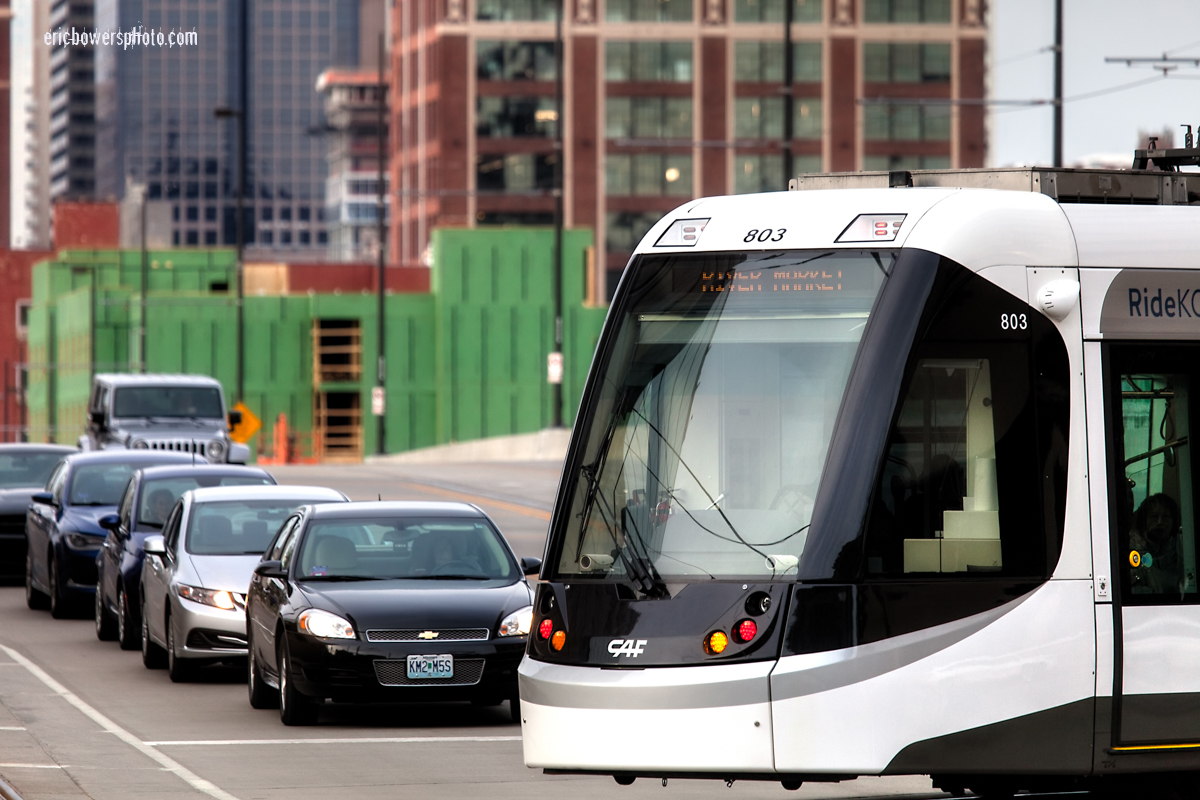 CAF Urbos Streetcars on Kansas City Main Street Line