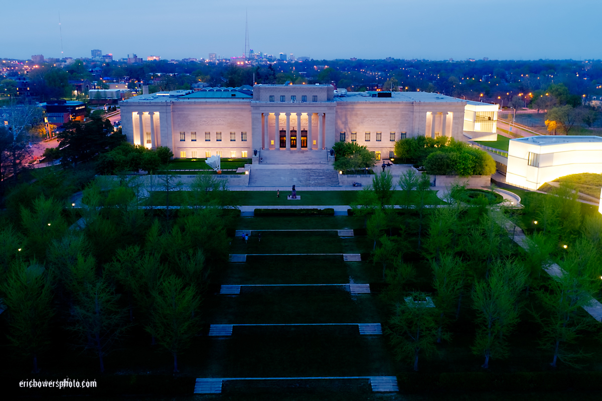 Kansas City Nelson Atkins Museum Dusk Aerial Views
