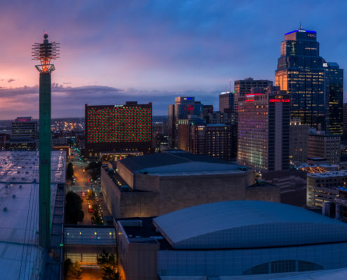 Kansas City Skyline and Convention Center Aerial