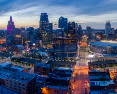 Kansas City MO Dusk Panorama Aerial Pic