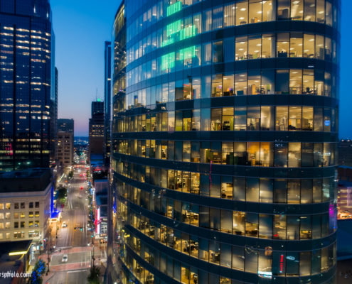 H&R Block Building & Downtown Kansas City MO Dusk Aerials