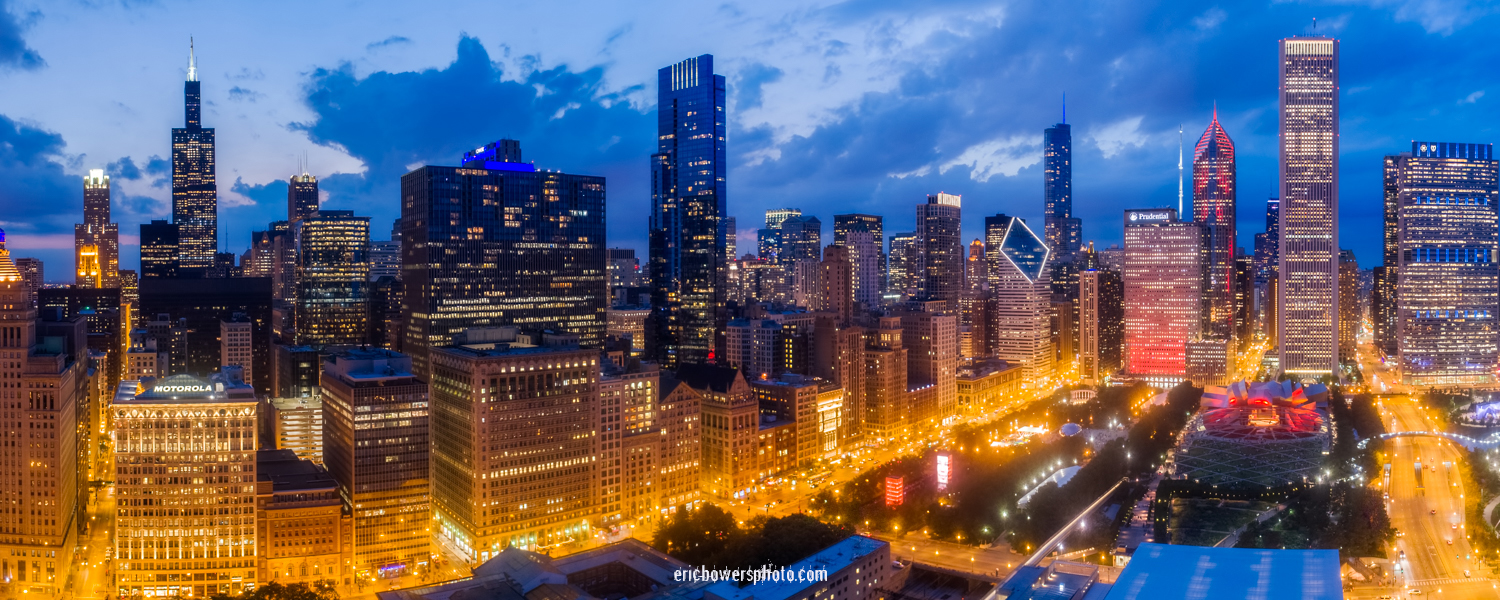 Chicago Loop Skyline Aerial Panoramic Pic