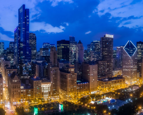 Chicago Loop Skyline Aerial View
