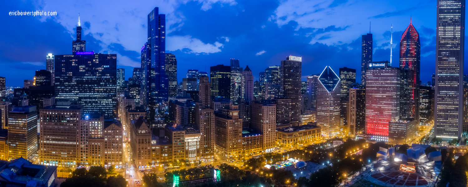 Chicago Loop Skyline Aerial View