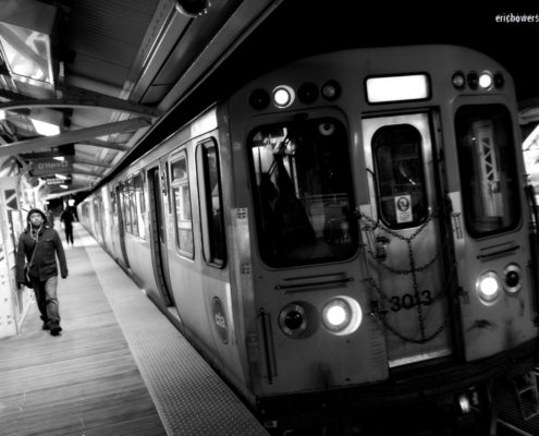 Chicago Damen Blue Line El at Night Pt 2