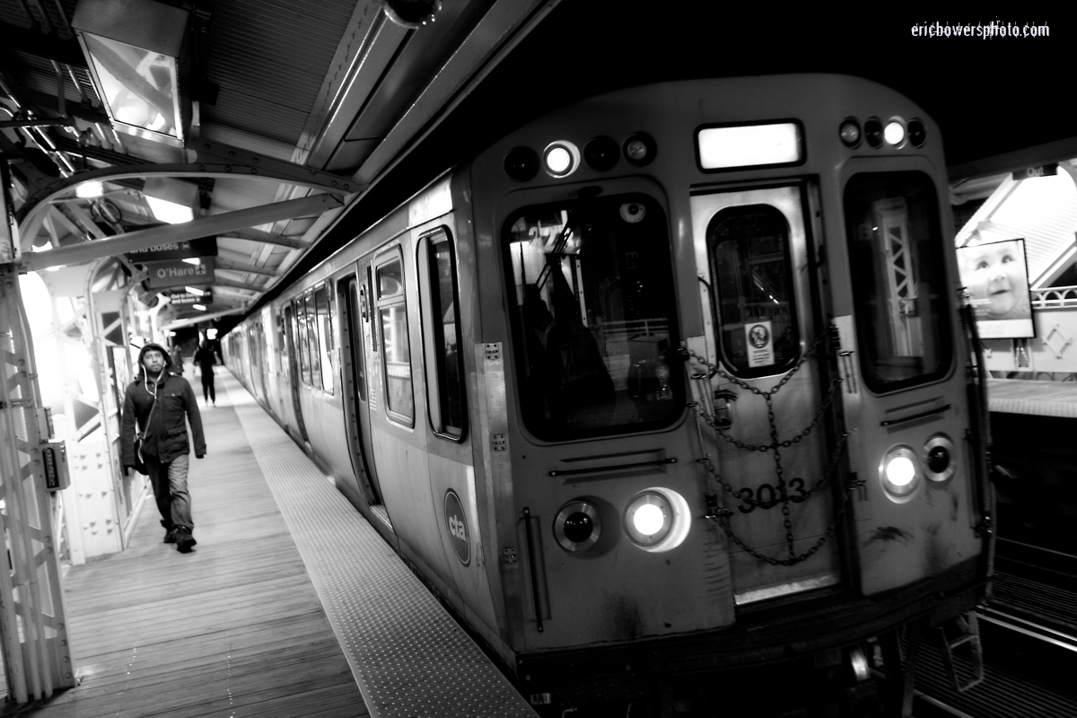 Chicago Damen Blue Line El at Night Pt 2