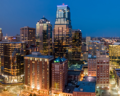 Kansas City Downtown Skyline View from Convention Center