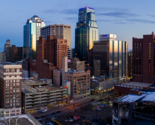 Kansas City Winter Dusk with Lyric-YMCA