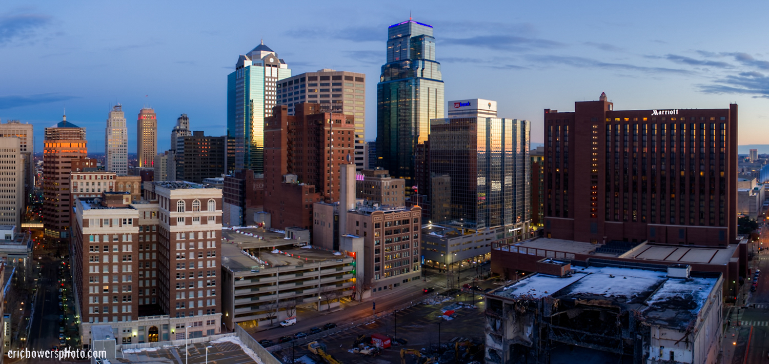 Kansas City Winter Dusk with Lyric-YMCA