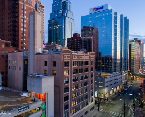 DTKC Dusk Mid-level Aerial Photo