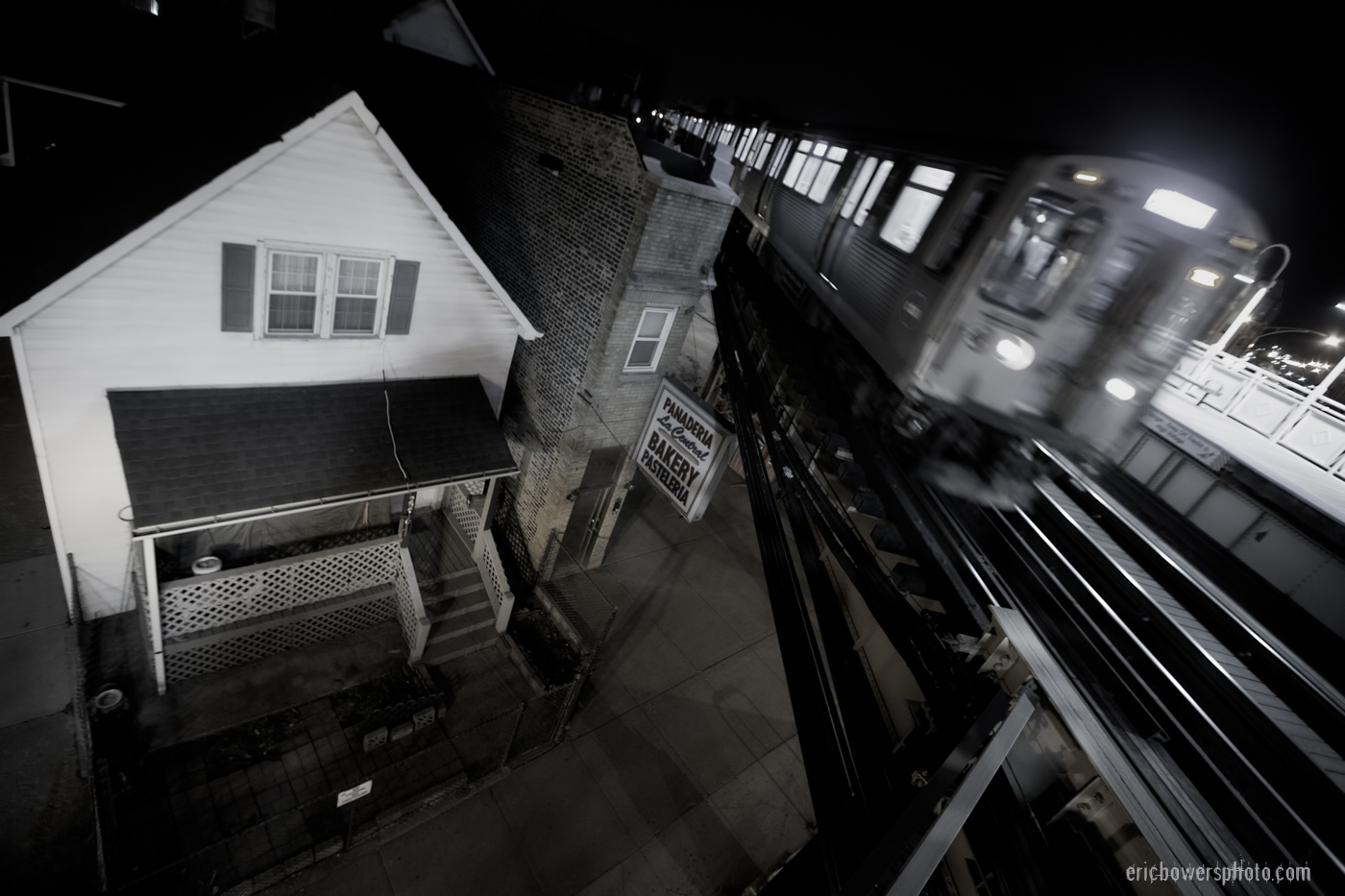 Chicago Blue Line El Train at Logan Square