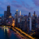 Chicago Dusk Drone View